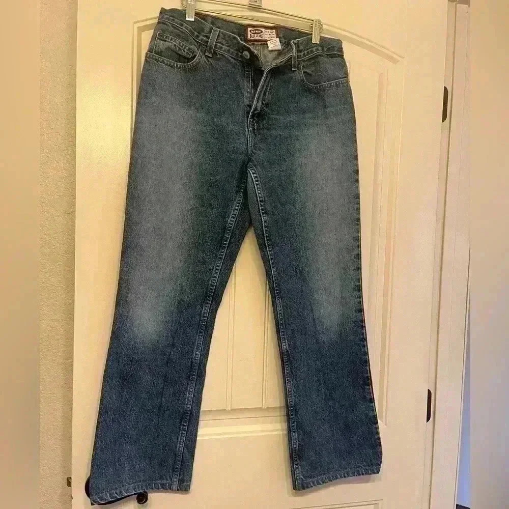 Old Navy Vintage Bootcut Wide Leg Mid Wash Denim Jeans size 10 long